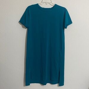 EILEEN FISHER Relaxed Fit Organic Cotton T-shirt Dress w Side Slits & Pockets